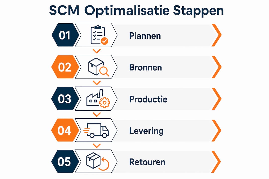 Infographic met praktische stappen voor het optimaliseren van je supply chain