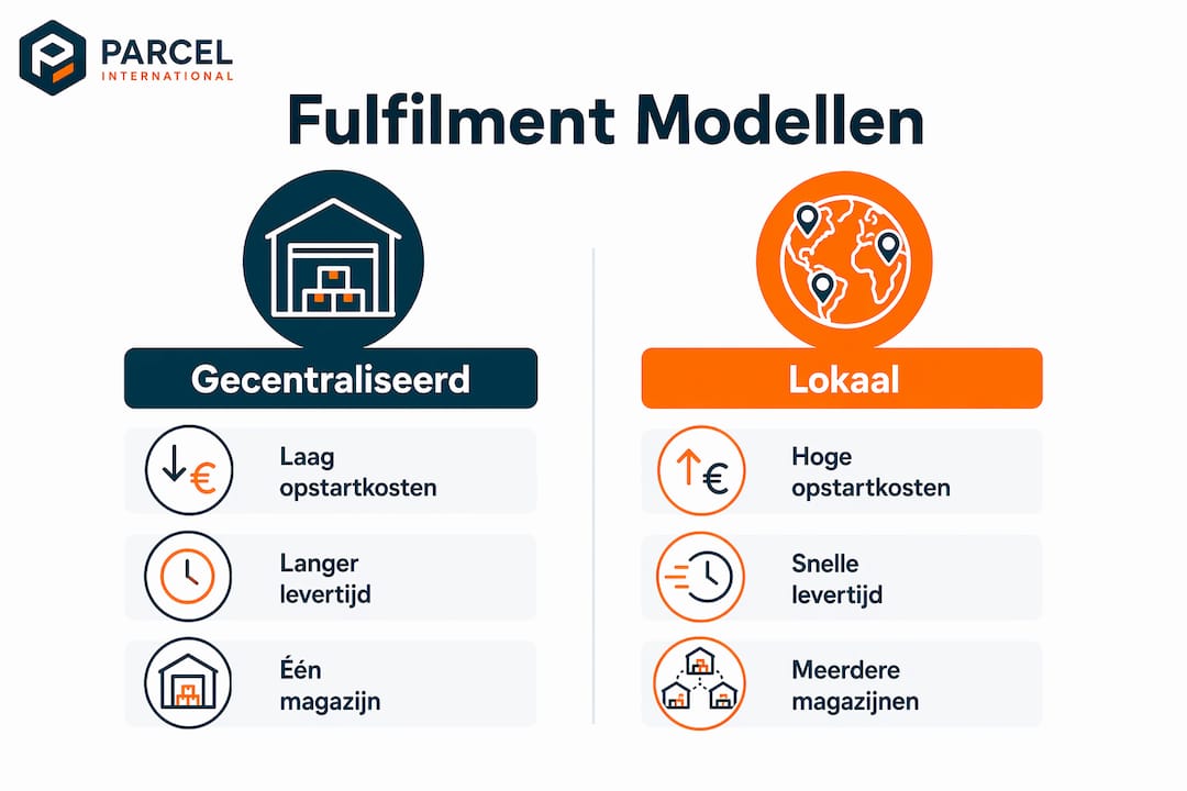 Infographic: de verschillen tussen gecentraliseerde en lokale fulfilmentmodellen op een rij