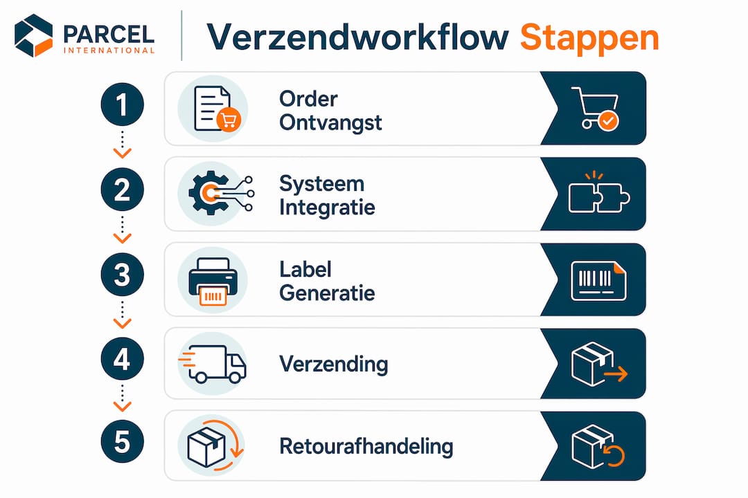 Overzichtelijke infographic met alle stappen in het verzendproces