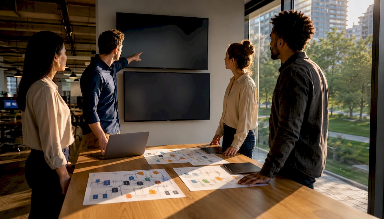 Een team werkt samen aan een cloudplatform voor de optimalisatie van de supply chain.