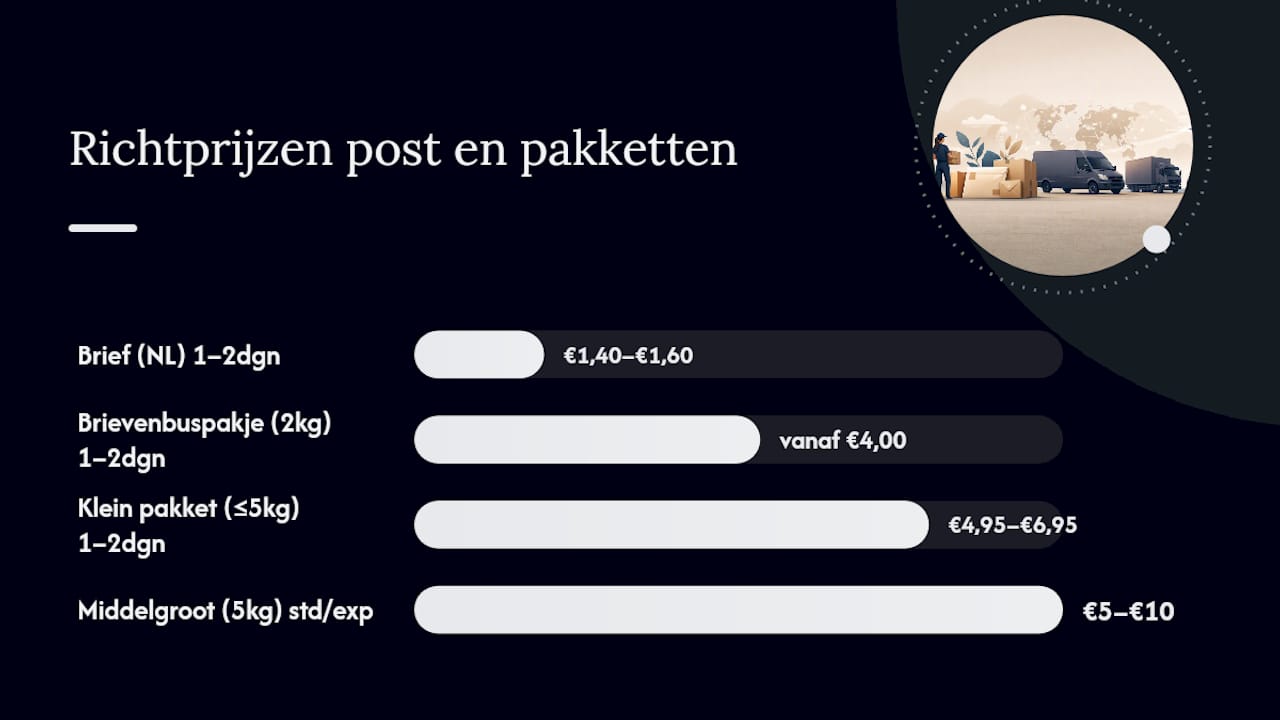 Overzicht van verzendkosten per aanbieder