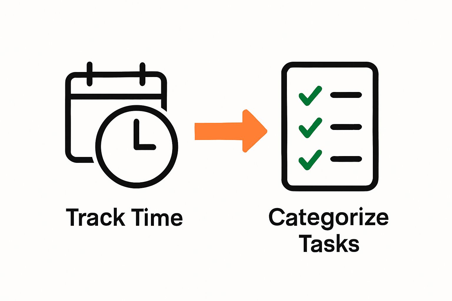 Infographic illustrating steps to analyze and categorize executive time