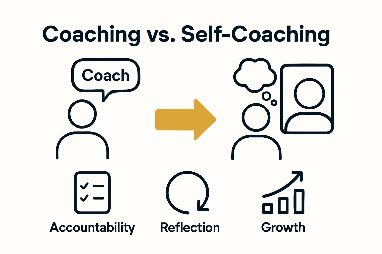 Infographic comparing traditional coaching and self-coaching