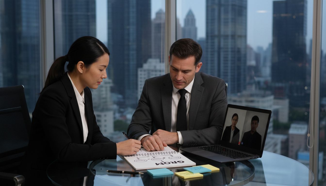 Business team using GROW coaching framework