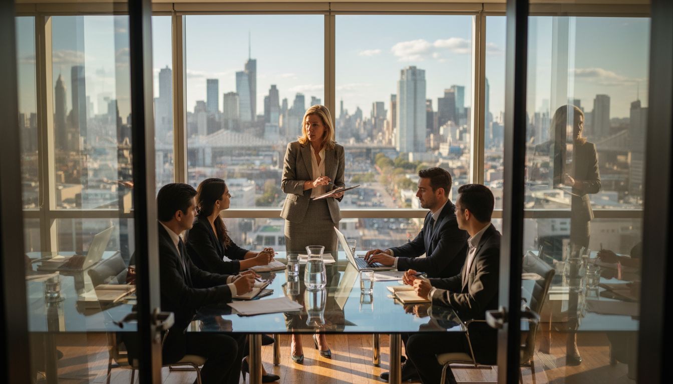 Executive coach leads discussion in conference room
