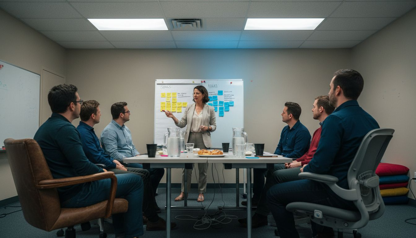 Facilitator running agile team workshop session