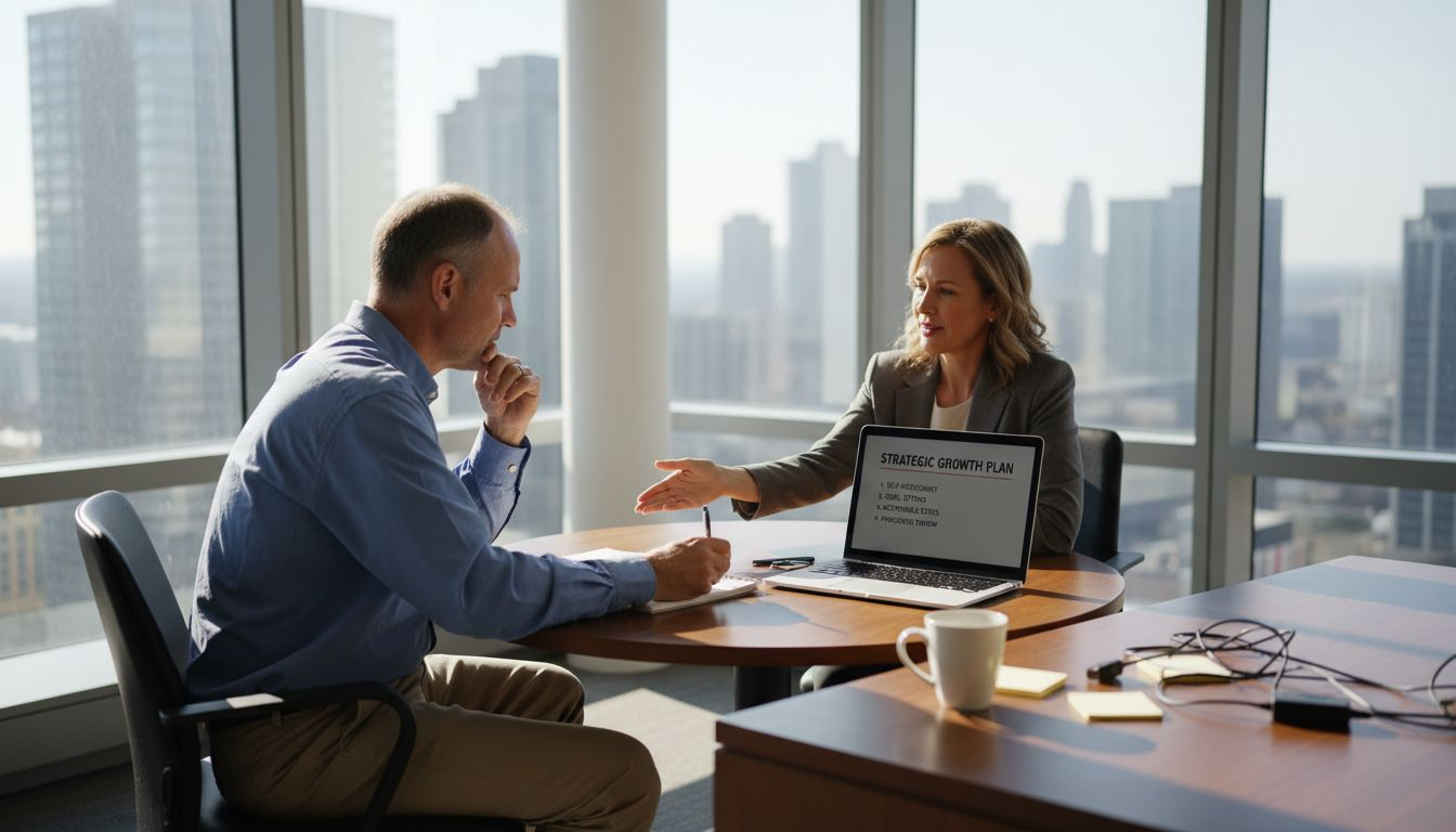 IT manager and coach meeting in office