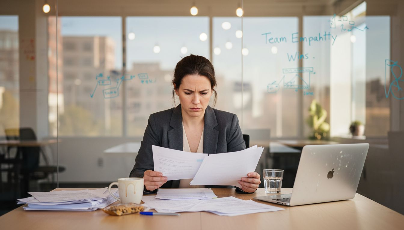 IT manager in coaching session with feedback notes