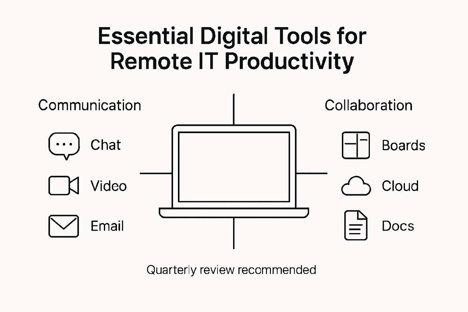 Infographic showing digital tools for team productivity