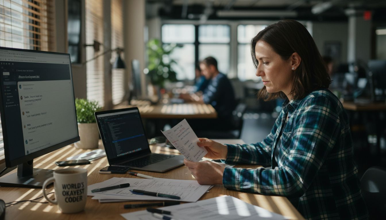 Developer reviewing coaching voucher brochure