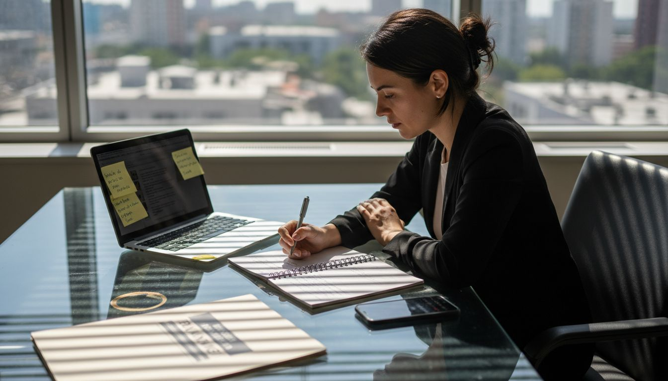 Team leader reflecting at sunlit desk