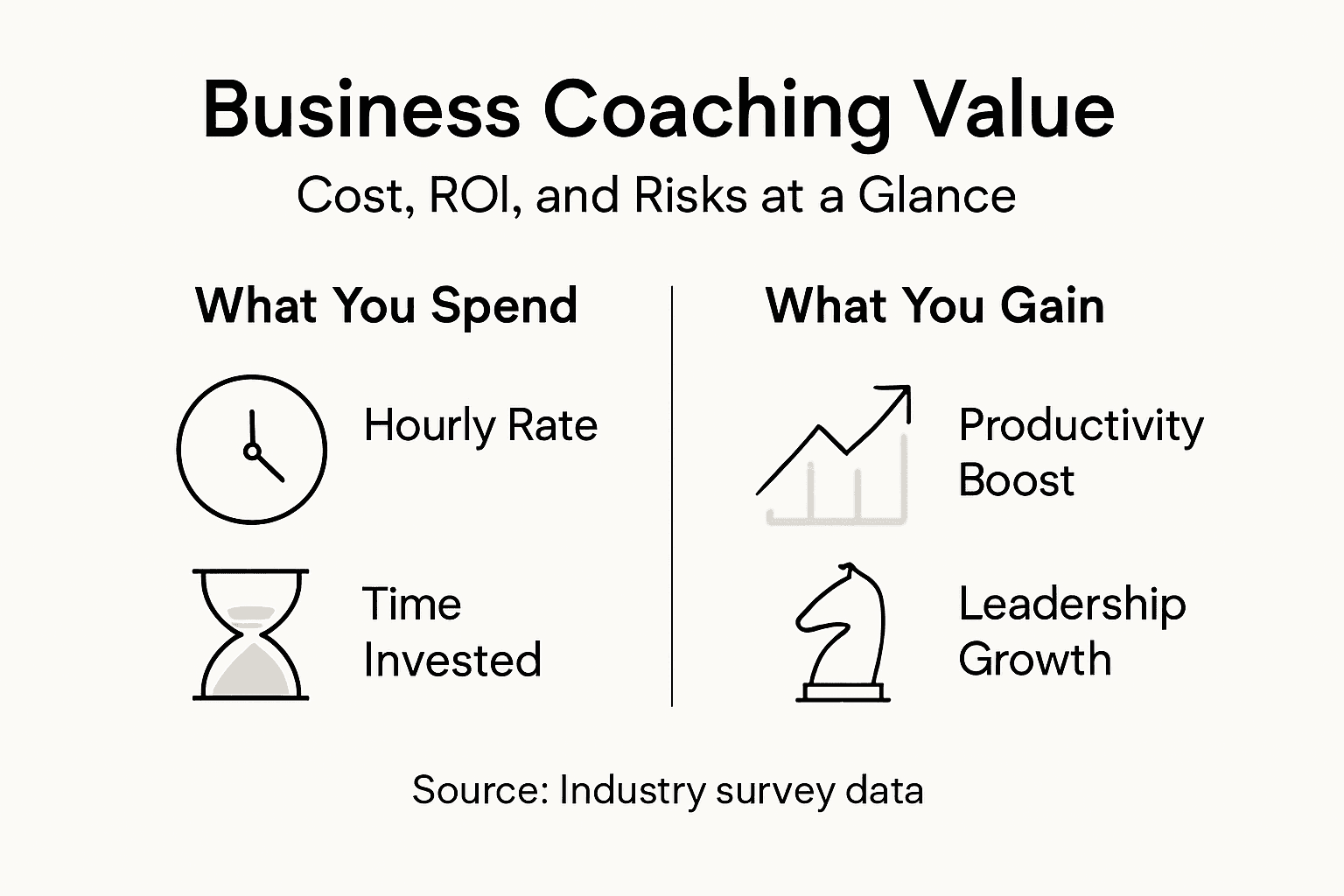 Business coaching value cost ROI infographic