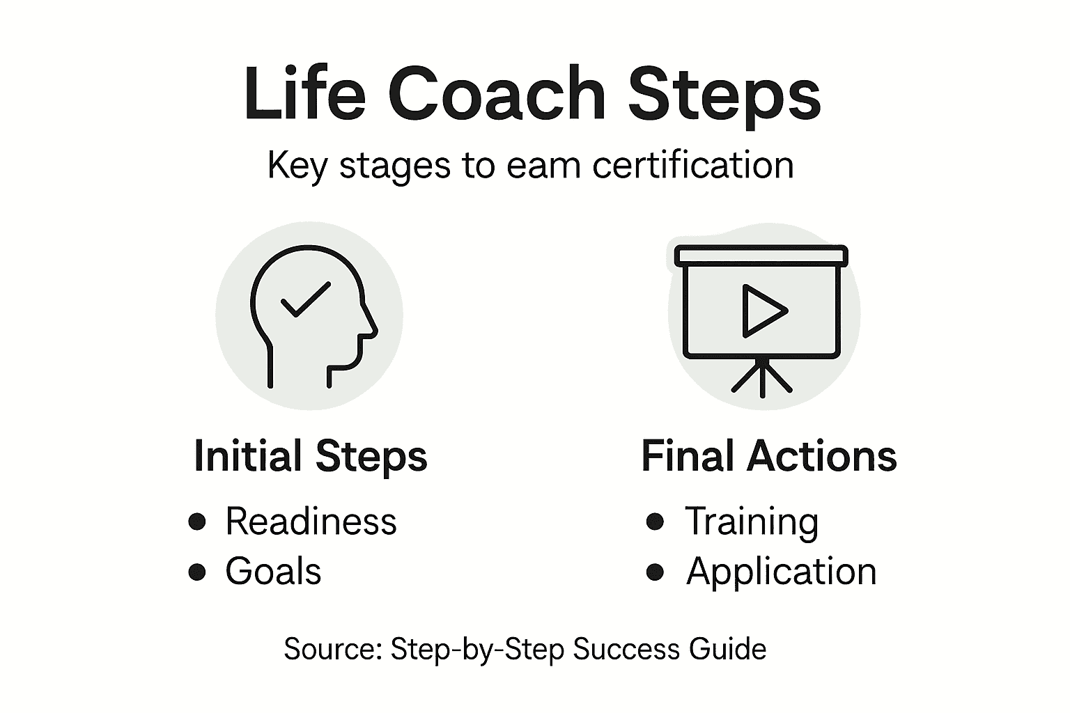 Infographic showing life coach certification steps