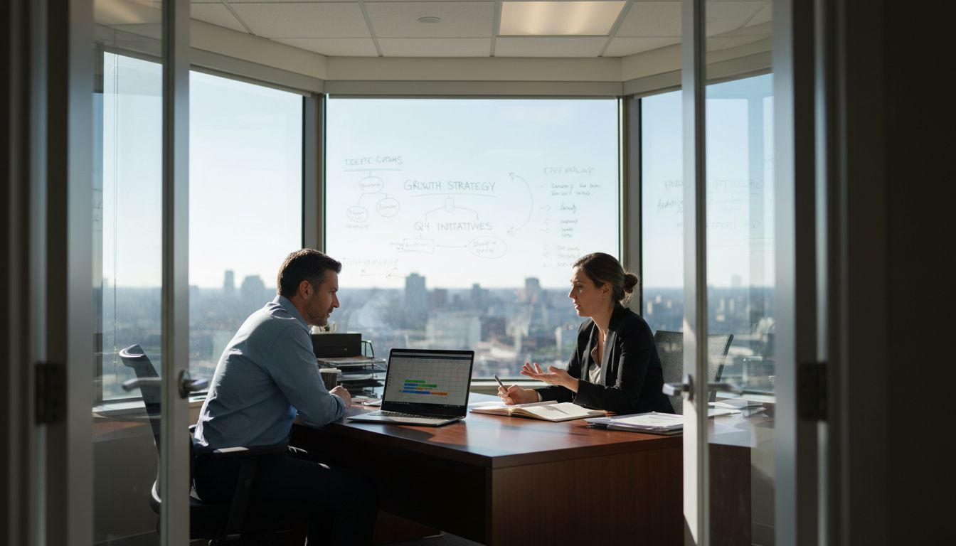 Tech manager in coaching session in office