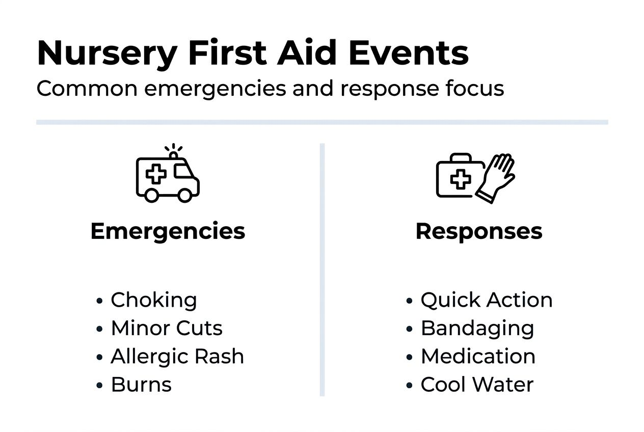 Infographic of common nursery first aid emergencies