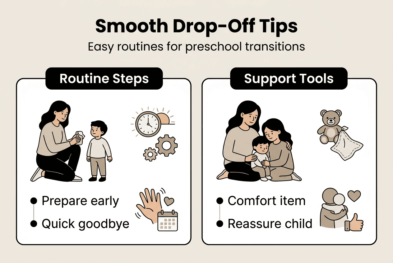 Infographic on preschool drop-off routines and support