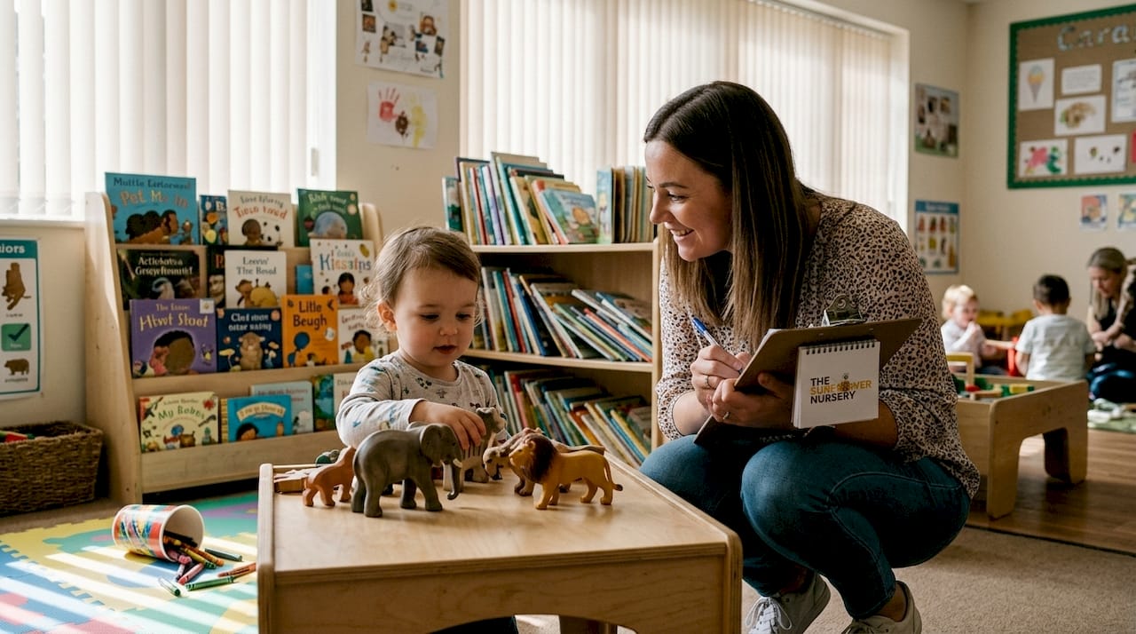 Practitioner supports child with tailored activity