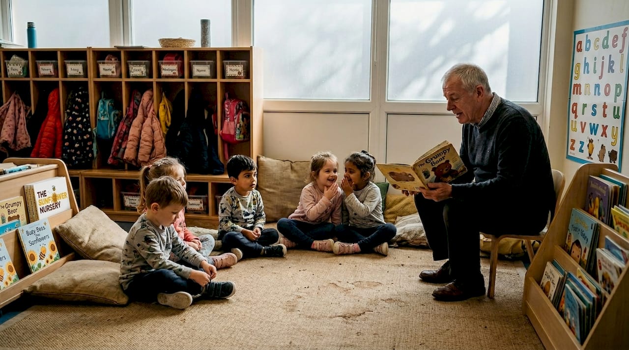 Children listening to group storytelling time