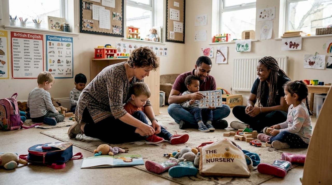 Inclusive nursery staff engage children in play