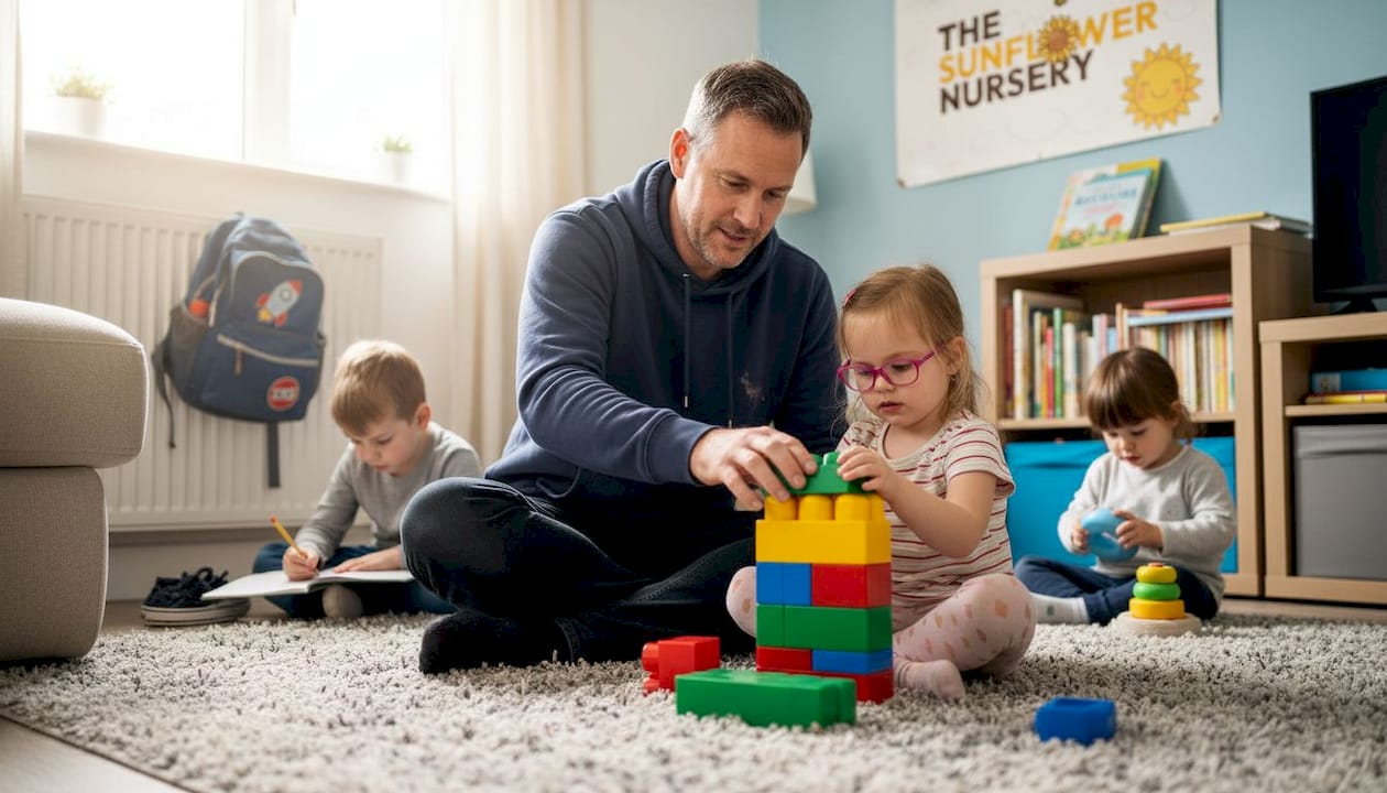 Childminder helping child with special needs