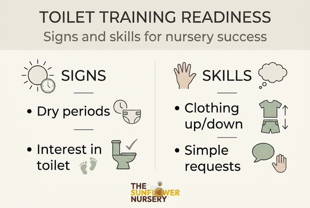 Infographic with readiness signs and skills bullets