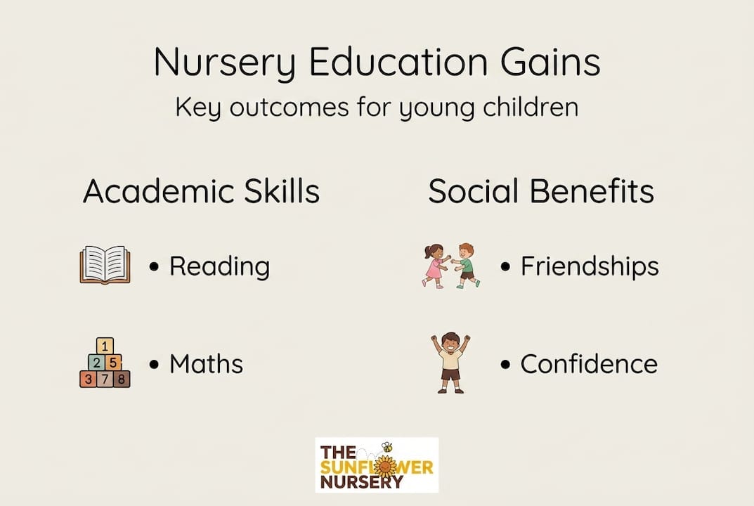 Infographic showing nursery education key benefits