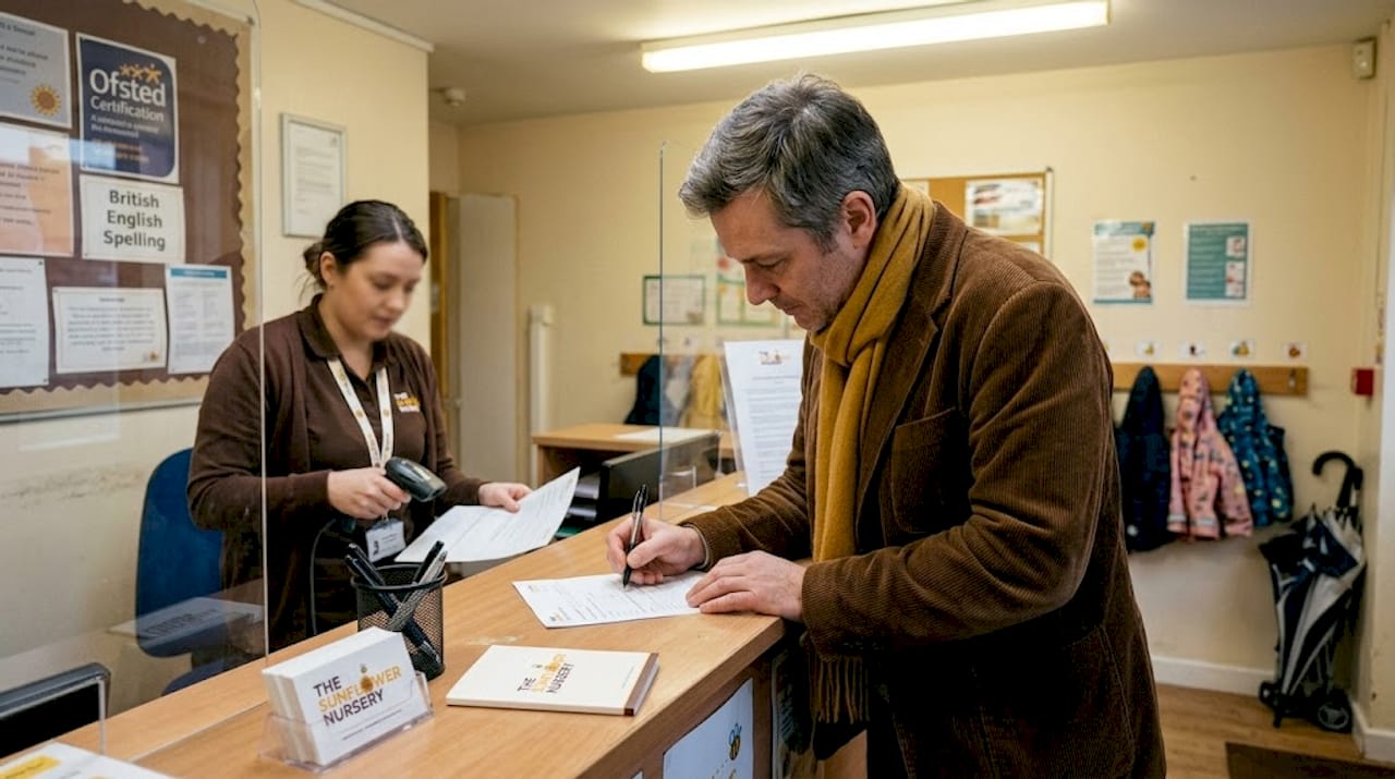 Nursery registration process with parent