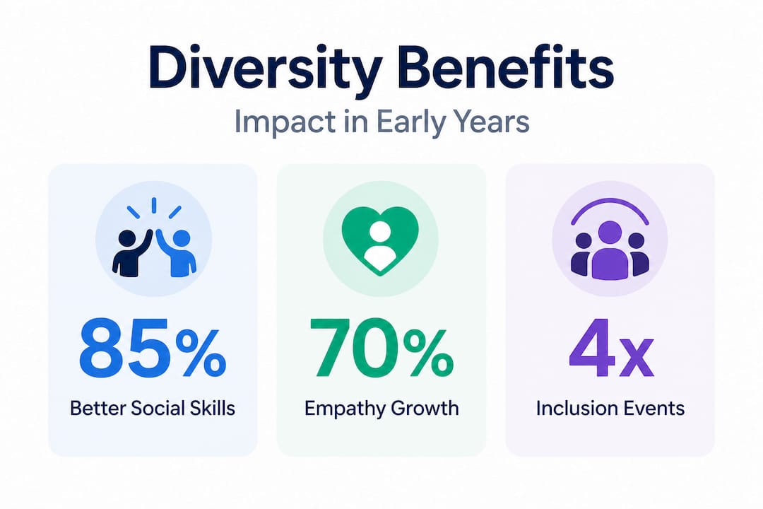 Infographic showing diversity benefits for children