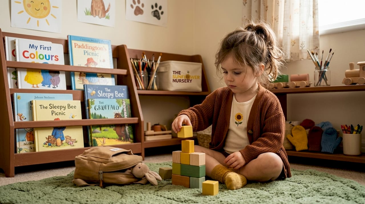 Young girl adjusting to nursery classroom