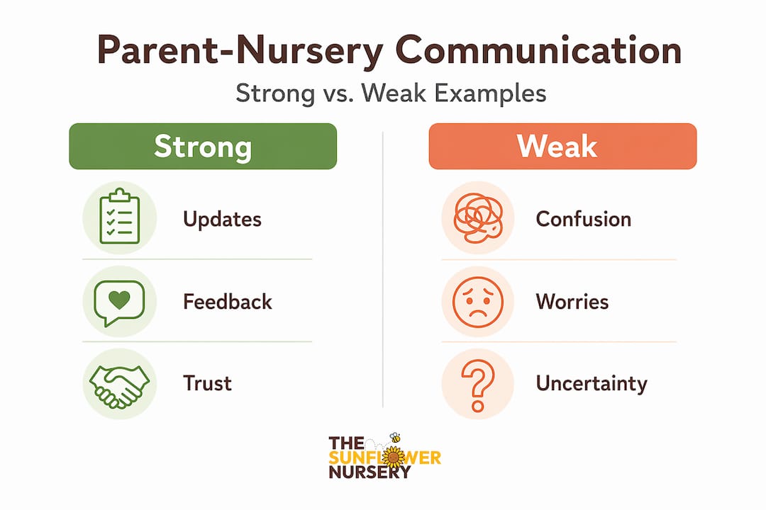 Infographic comparing strong and weak communication