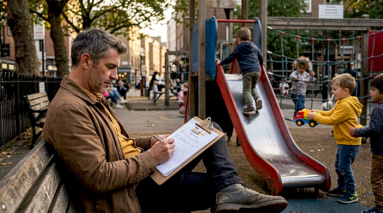 Caregiver observing children in playground setting