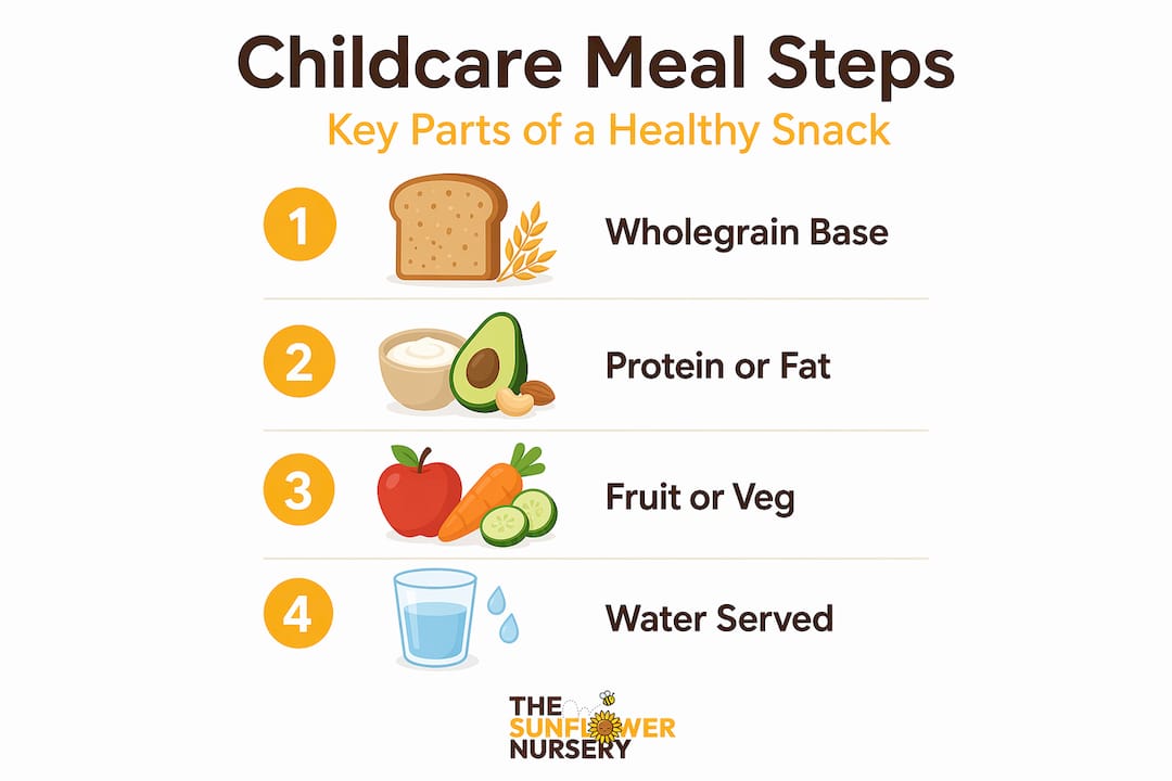 Infographic showing healthy childcare meal steps