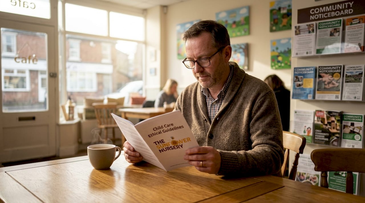 Childcare worker reviewing ethical guidelines