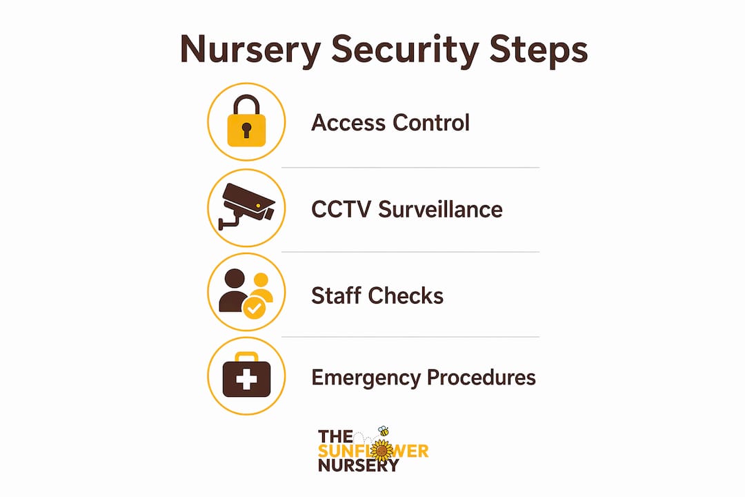 Infographic showing key nursery security steps