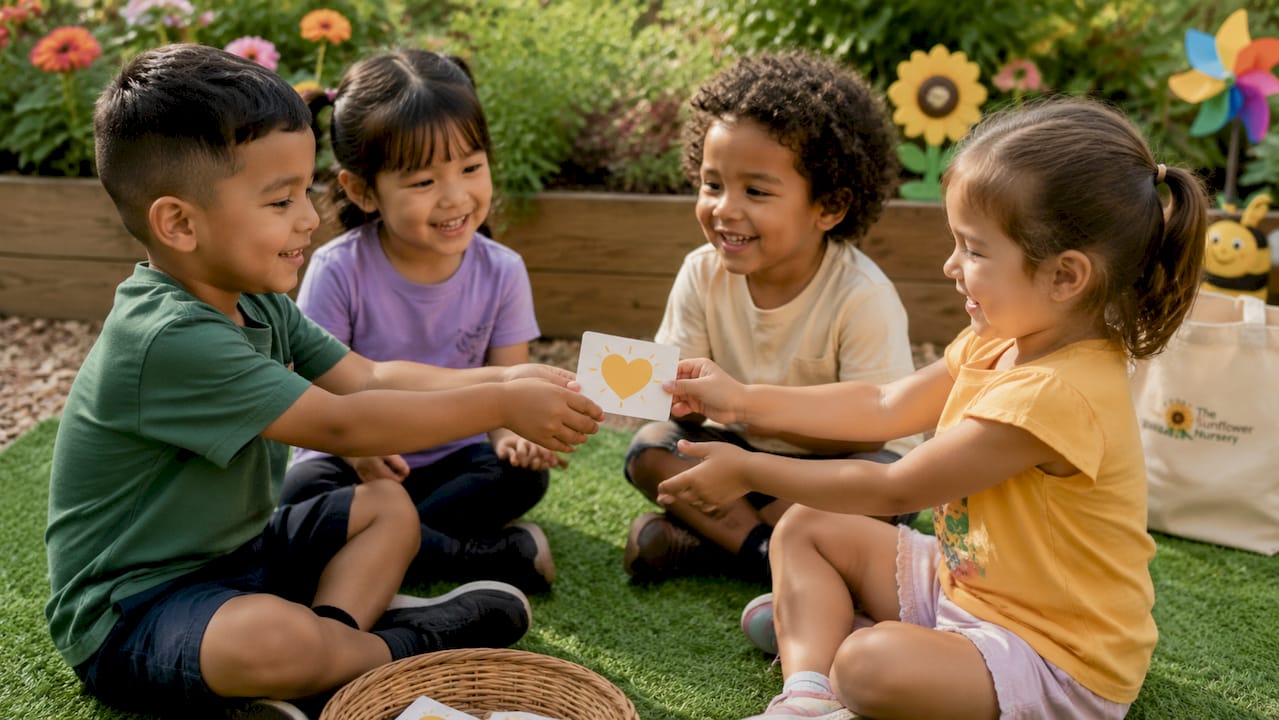 Children sitting in circle practicing kindness
