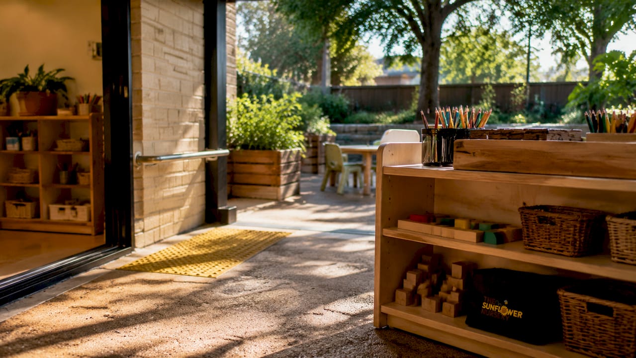 Accessible childcare classroom with physical adaptations