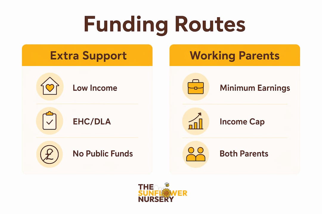 Infographic comparing funding eligibility routes