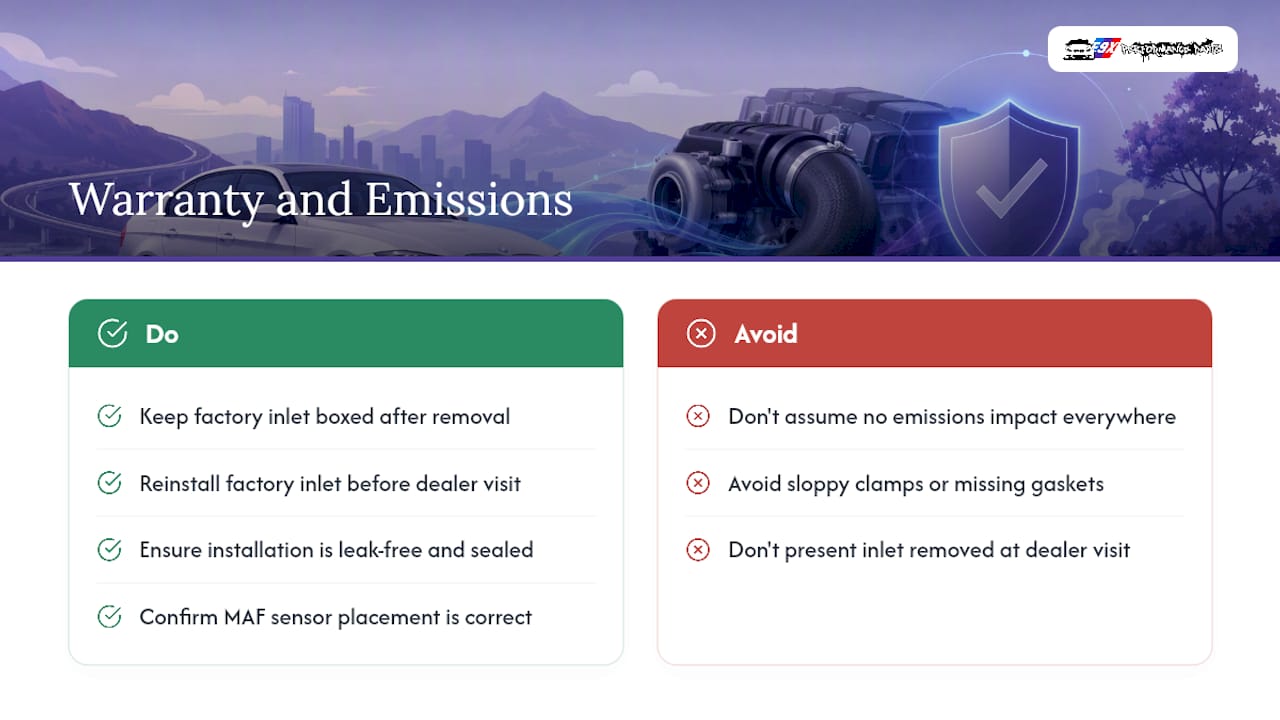 Does a new turbo inlet affect your warranty or emissions compliance? — overview diagram