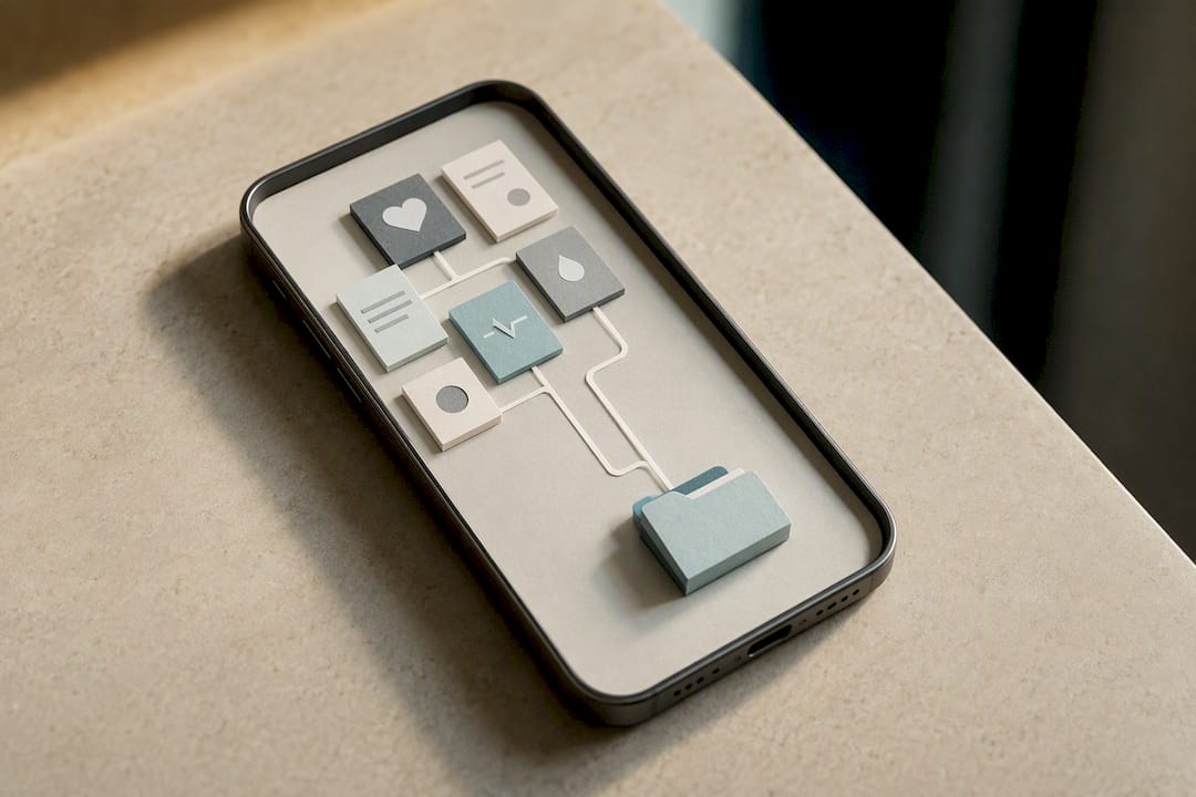 Illustration of private on-device data processing