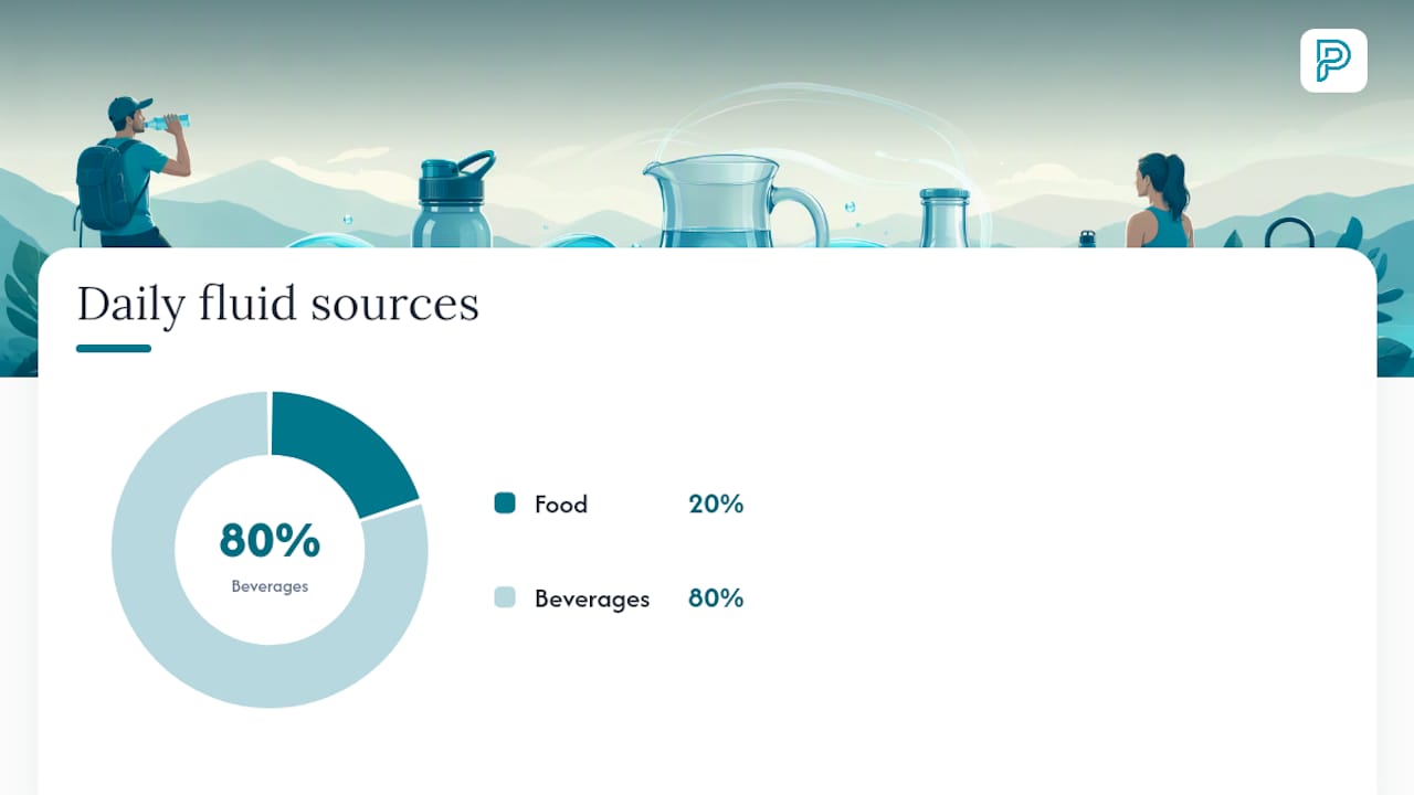 Illustration of drinks and food contributing fluids