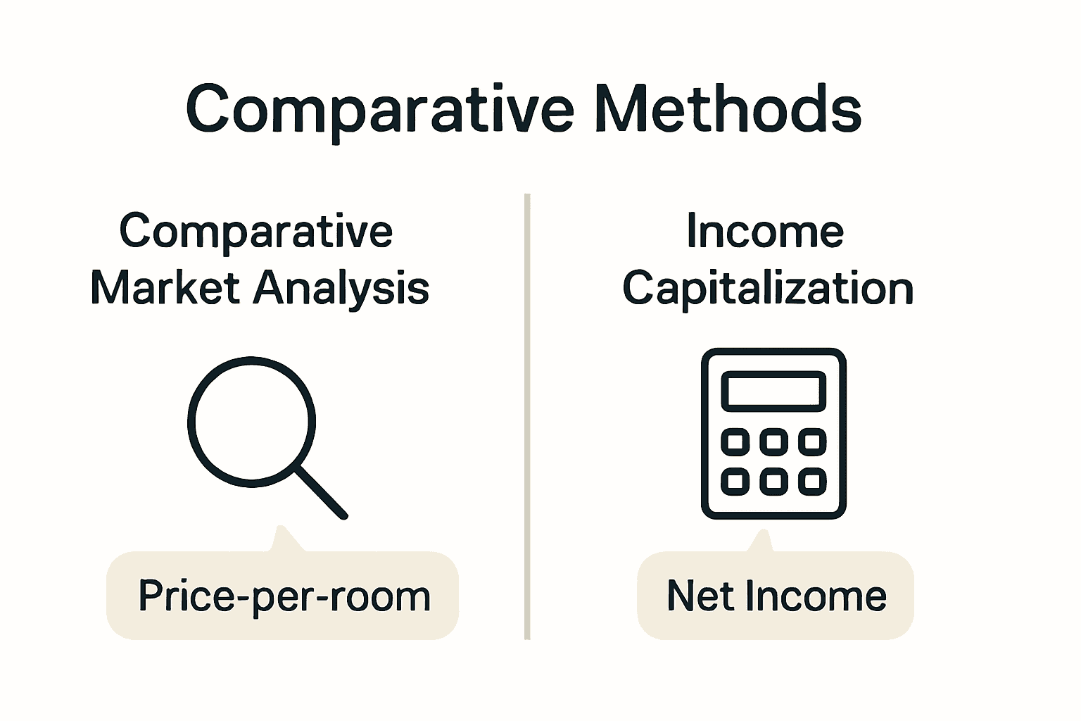 Infographic comparing HMO valuation methods: Comparative Market Analysis vs Income Capitalisation.