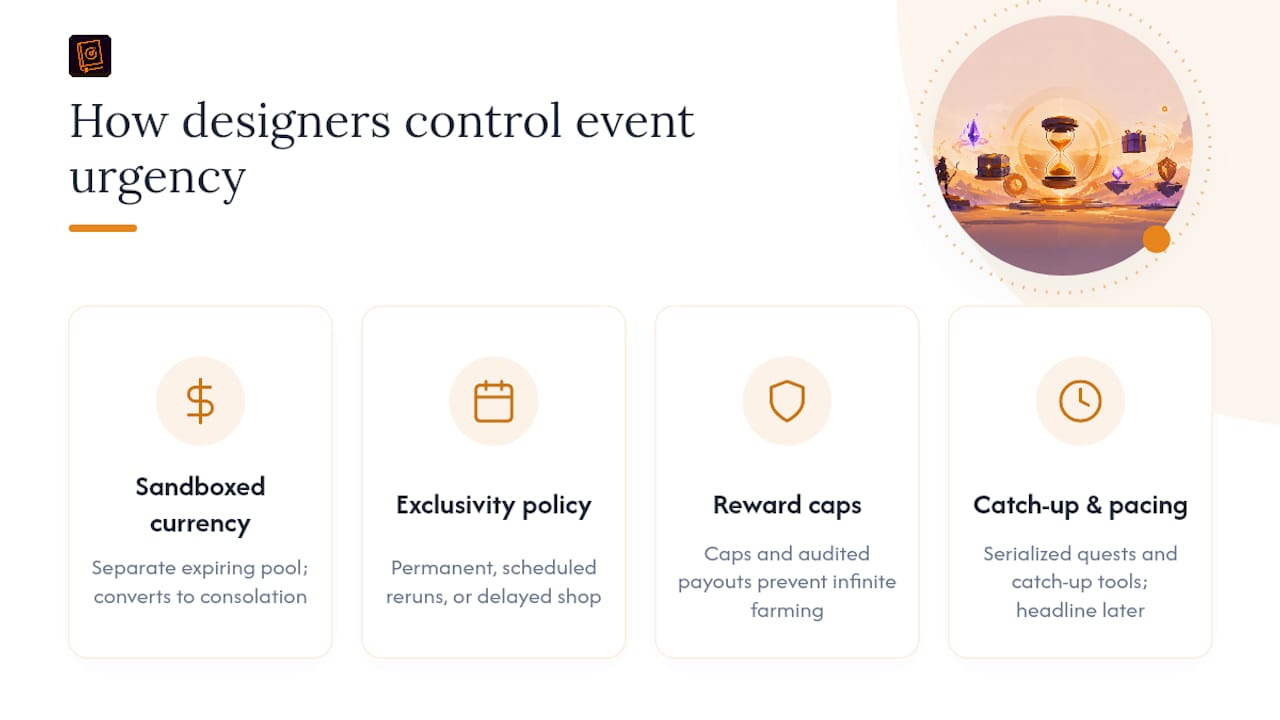Why Events Use Expiring Currency and Exclusivity Rules — overview diagram