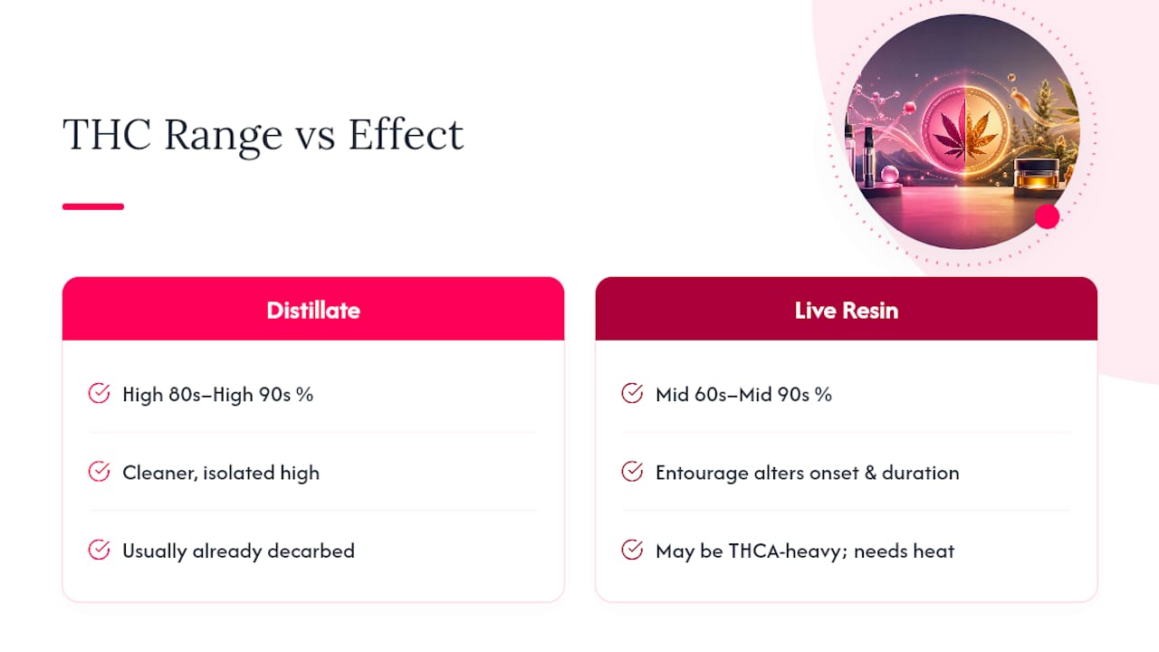 THC potency ranges for two extracts
