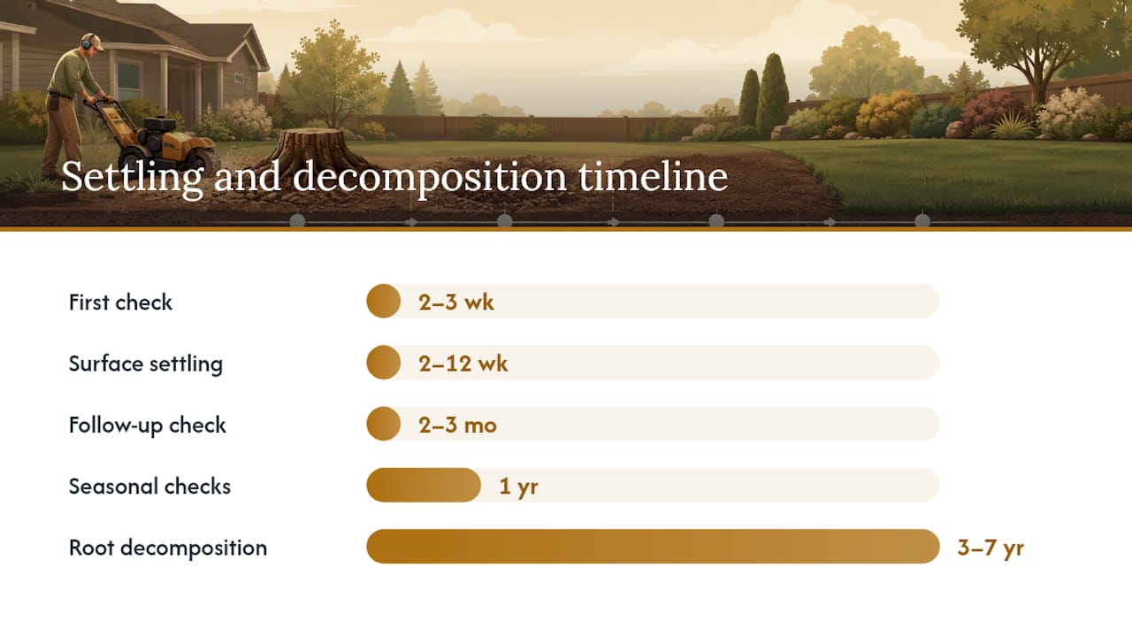 Timeline for stump backfill settling and decomposition