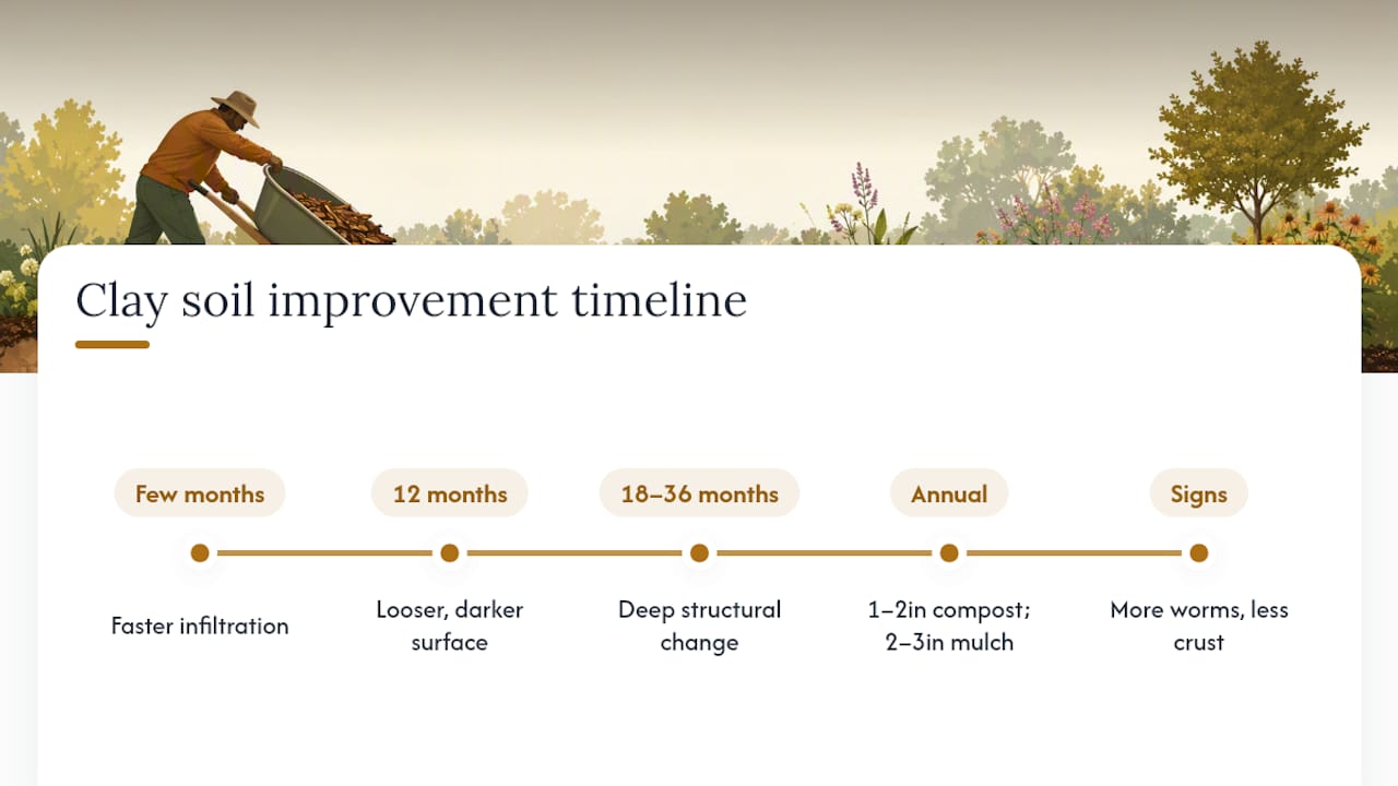 Clay soil improvement timeline from months to years
