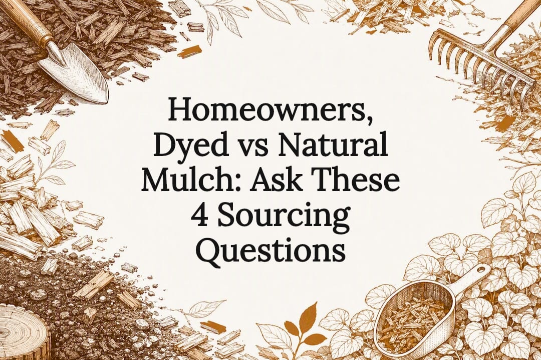 Decorative dyed and natural mulch title card