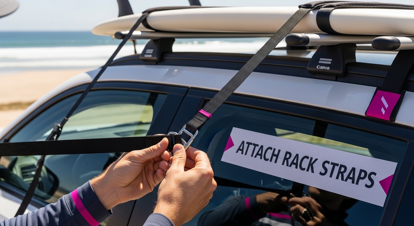 attach surfboard rack straps