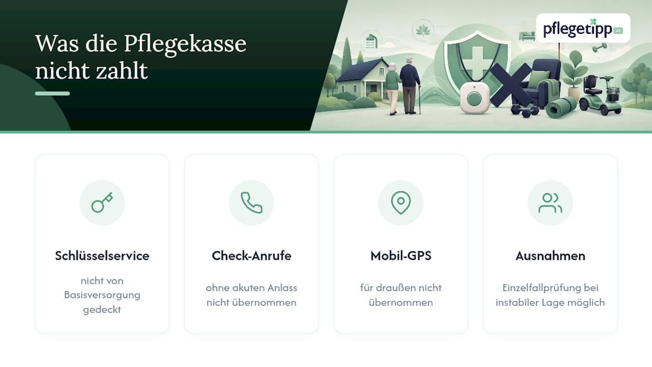 Was zahlt die Pflegekasse beim Hausnotruf nicht? — overview diagram