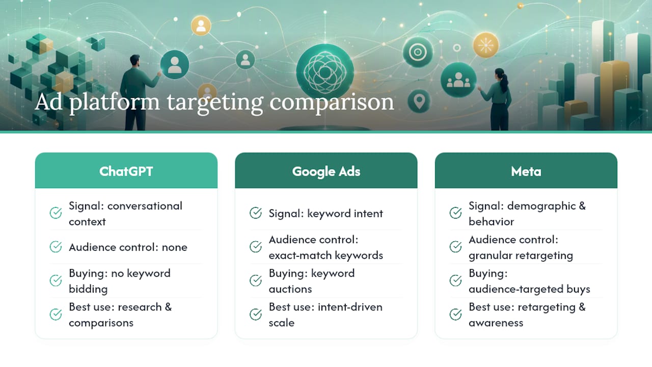 ChatGPT Google and Meta targeting comparison