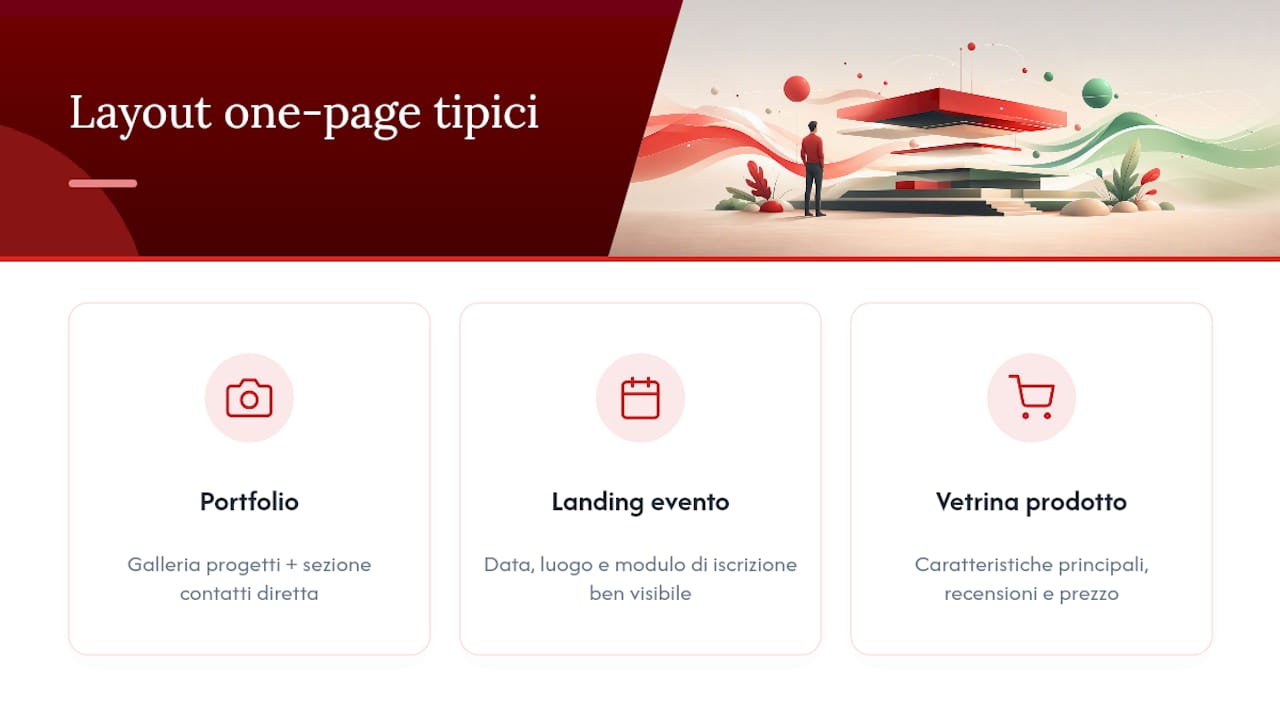 Confronto tra tre diversi layout one page